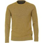 Senfgelbe Unifarbene CasaModa Rundhals-Ausschnitt Rundhals-Pullover aus Kunstfaser für Herren für den für den Herbst 