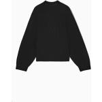 Schwarze COS Nachhaltige Stehkragen Kaschmir-Pullover mit Puffärmeln aus Wolle für Damen Größe S 
