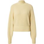 Reduzierte Gelbe Unifarbene Langärmelige HUGO BOSS HUGO Stehkragen Kaschmir-Pullover aus Wolle für Damen Größe M 