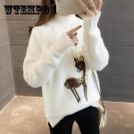 Rosa Rollkragen Kaschmir-Pullover aus Wolle für Damen Größe 3 XL für den für den Herbst 