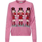 Reduzierte Rote Langärmelige ONLY Strickpullover aus Polyester für Damen Übergrößen Weihnachten 
