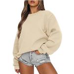 Beige Gepunktete Hip Hop Langärmelige Rundhals-Ausschnitt Damensweatshirts mit Kapuze Größe L Große Größen für den für den Herbst 