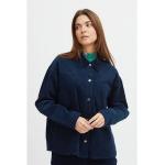 Saphirblaue Oversize PULZ Hemdjacken mit Knopf aus Baumwolle mit Kapuze für Damen Größe XS 