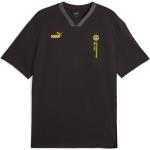 Reduzierte Schwarze Langärmelige Puma BVB V-Ausschnitt T-Shirts aus Baumwolle für Herren Größe 3 XL 
