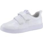 Weiße Puma Courtflex Low Sneaker mit Klettverschluss leicht für Kinder Größe 34 