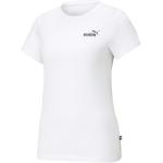 Weiße Puma Essentials Rundhals-Ausschnitt T-Shirts aus Baumwolle für Damen Größe L 