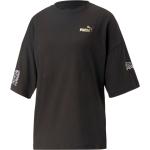 Schwarze Color Blocking Puma Nova T-Shirts aus Baumwolle für Damen Größe M 