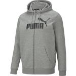 Graue Puma Essentials Zip Hoodies & Sweatjacken mit Reißverschluss aus Jersey mit Kapuze für Herren Größe 3 XL 