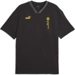 Schwarze Langärmelige Puma BVB V-Ausschnitt T-Shirts für Herren Größe XL 