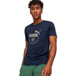 Blaue Kurzärmelige Puma Shirts mit Tasche aus Polyester für Herren Übergrößen 