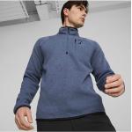 Reduzierte Blaue Melierte Puma Stehkragen Herrenfleecepullover & Herrenfleeceshirts mit Reißverschluss aus Fleece Größe L 