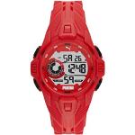 Rote Wasserdichte Puma Runde Herrenarmbanduhren mit Digital-Zifferblatt mit Mineralglas-Uhrenglas zum Schwimmen 