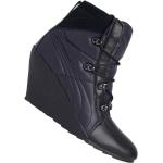 Schwarze Puma Keilabsatz High Heel Stiefeletten & High Heel Boots mit Schnürsenkel in Schmalweite aus Leder atmungsaktiv für Damen Größe 38,5 