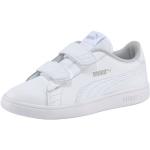 Weiße Puma Smash Low Sneaker mit Klettverschluss aus Leder leicht für Kinder Größe 34 