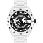 Reduzierte Schwarze 5 Bar wasserdichte Wasserdichte Puma Quarz Herrenarmbanduhren aus Silikon mit Analog-Zifferblatt mit Kunststoff-Uhrenglas mit Silikonarmband 