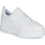 Reduzierte Weiße Puma Mayze Low Sneaker aus Leder für Damen Größe 36 mit Absatzhöhe 5cm bis 7cm 