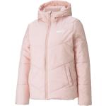Reduzierte Pinke Unifarbene Puma Stehkragen Winterjacken mit Reißverschluss aus Polyester mit Kapuze für Damen Größe M 