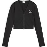 Reduzierte Schwarze Puma V-Ausschnitt Zip Hoodies & Sweatjacken mit Reißverschluss aus Baumwolle für Damen Größe L 