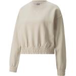 Reduzierte Beige Unifarbene Puma Rundhals-Ausschnitt Damensweatshirts aus Baumwolle Größe M für den für den Herbst 