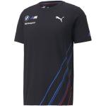 Anthrazitfarbene Kurzärmelige Puma Team BMW Merchandise T-Shirts aus Baumwolle für Herren Größe XS 