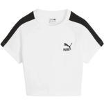 Reduzierte Weiße Bestickte Puma T-Shirts aus Baumwolle für Damen Größe M für den für den Frühling 