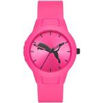 Pinke Puma Time Quarz Damenarmbanduhren aus Silikon mit Kunststoff-Uhrenglas 