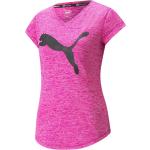 Reduzierte Pinke Kurzärmelige Puma Bio V-Ausschnitt Katzen-Shirts mit Katzenmotiv für Damen Größe XL 
