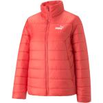 Rote Wasserdichte Atmungsaktive Puma Essentials Winterjacken mit Reißverschluss aus Fleece gepolstert für Damen Größe XL für den für den Winter 