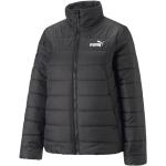Schwarze Wasserdichte Atmungsaktive Puma Essentials Winterjacken mit Reißverschluss aus Fleece gepolstert für Damen Größe XL für den für den Winter 
