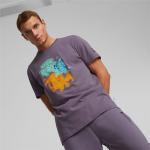 Lila Puma Pokemon Rundhals-Ausschnitt T-Shirts für Herren Größe S für den für den Sommer 