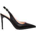 Schwarze Elegante Pfennigabsatz High Heels & Stiletto-Pumps mit Schnalle aus Leder für Damen Größe 35 