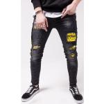 Schwarze Punk Skinny Jeans mit Reißverschluss aus Baumwolle für Herren 