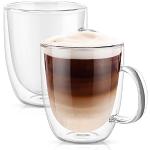 PunPun Große Klare Kaffeetassen 2Er-Set, Doppelwandige Isolierte Glasbecher Mit Jumbo-Bechern, Bleifreie, Einzigartige Kaffeetassen Aus Glas Je 500 Ml …