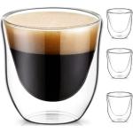 PunPun Espressotassen Glas für Kaffee, klare Kaffeetassen, doppelwandiges klares Thermoglas, Espresso Schnapsglas, Kaffeetassen (2 oz/4er Set)