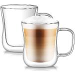 PunPun Klarglasbecher, Isolierte Doppelwandige Gläser 2Er-Set, 350 Ml. Thermokristall Kristallklare Tassen, Isolierte Espressotassen Handgemachte Kaffeetasse.