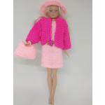 Puppenkleidung 3tlg.passend für Barbiepuppe Kleid,Tasche,Hut,Handarbeit 6232 