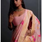 Rosa Blumenmuster Saris für Damen 