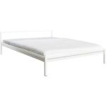 Weiße Minimalistische Queensize Betten pulverbeschichtet aus Metall höhenverstellbar 140x200 
