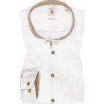 Weiße Bestickte Langärmelige pure Stehkragen Stehkragenhemden mit Knopf aus Baumwolle für Herren Größe XXL 