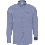 Blaue Karo pure Button Down Kragen Trachtenhemden aus Baumwolle für Herren Größe XXL für den für den Frühling 