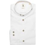 Reduzierte Weiße Unifarbene Langärmelige pure Stehkragen Stehkragenhemden aus Baumwolle für Herren Größe 3 XL 