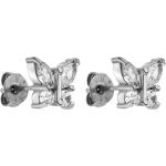 Silberne Purelei Schmetterling Ohrringe mit Insekten-Motiv Polierte aus Stahl mit Zirkonia für Damen 