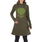 Grüne Kapuzenkleider aus Fleece mit Kapuze für Damen Größe L 