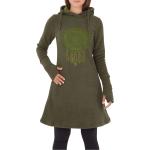 Grüne Kapuzenkleider aus Fleece mit Kapuze für Damen Größe M 