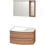 Puris Crescendo Badmöbel Set - 90 cm, Spiegelschrank mit Flächenleuchte, Waschtisch und WT-Unterschrank - rechts- B: 906 H: - T: 540