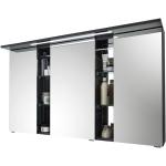 Puris Linea Spiegelschrank - 130 cm, 3 Türen, 2 verspieglte Regale, Gesimsboden mit LED Beleuchtung - Serie A- B: 1300 H: 656 T: 150