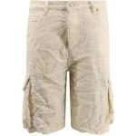Reduzierte Elfenbeinfarbene Casual Cargo-Shorts mit Reißverschluss aus Baumwolle für Herren 