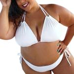Weiße Schlangenmuster Push Up Bikinis mit Reißverschluss in 80F gepolstert für Damen Größe XL 2-teilig 