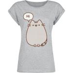 Graue Melierte Pusheen Katzen-Shirts mit Katzenmotiv für Damen Größe 4 XL 