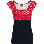 Pussy Deluxe - Rockabilly T-Shirt - Red Dots Basic Shirt - XS bis XXL - für Damen - Größe XS - schwarz/rot